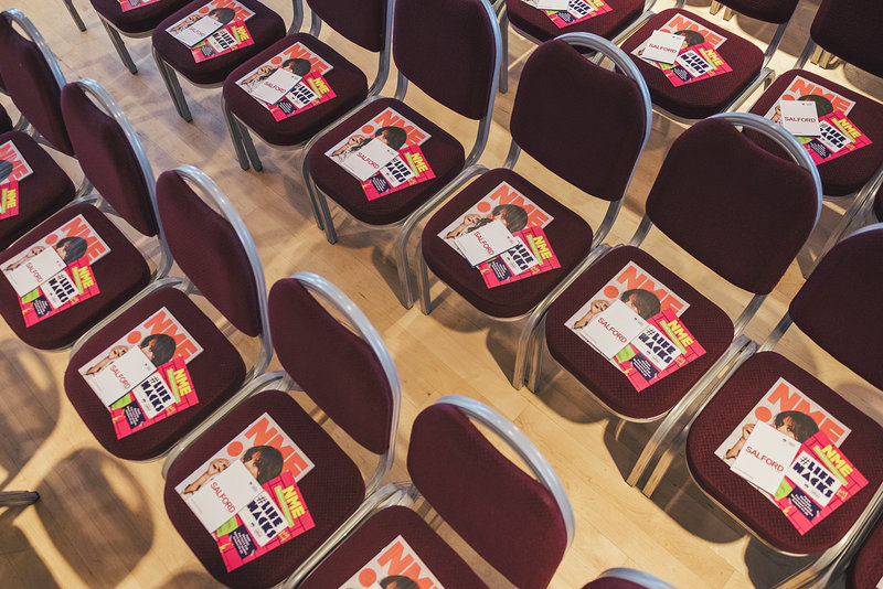 Image: Flyers and NME Magazines on chairs 