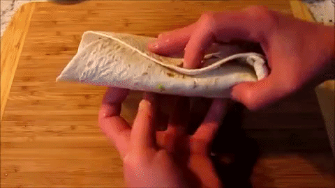 giff: video of hand unwrapping a fajita wrap