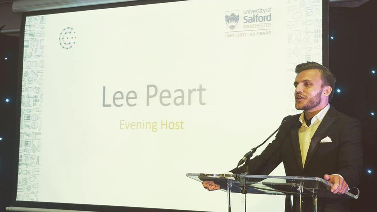 Image: Lee presenting the Create Awards