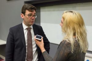 Image: Amber-Lilly interviewing Andy Burnham