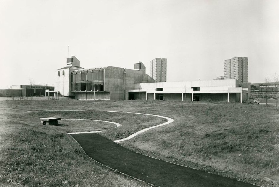 Exterior of Chapman Building shortly after construction, c.1973