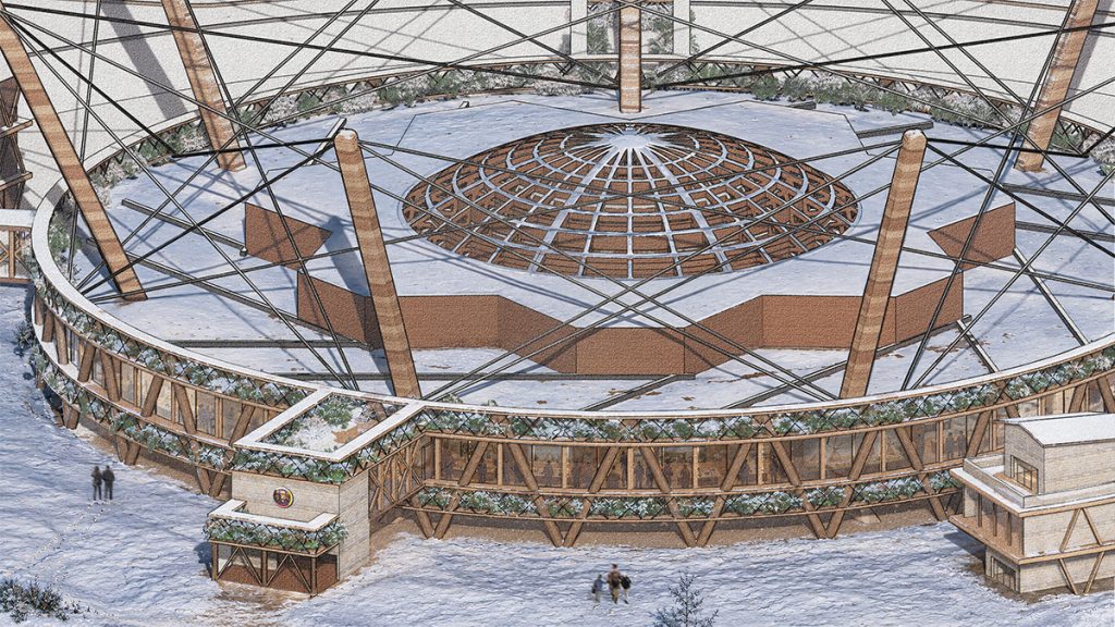Image of civic assembly hall by student Samuel Dempsey.