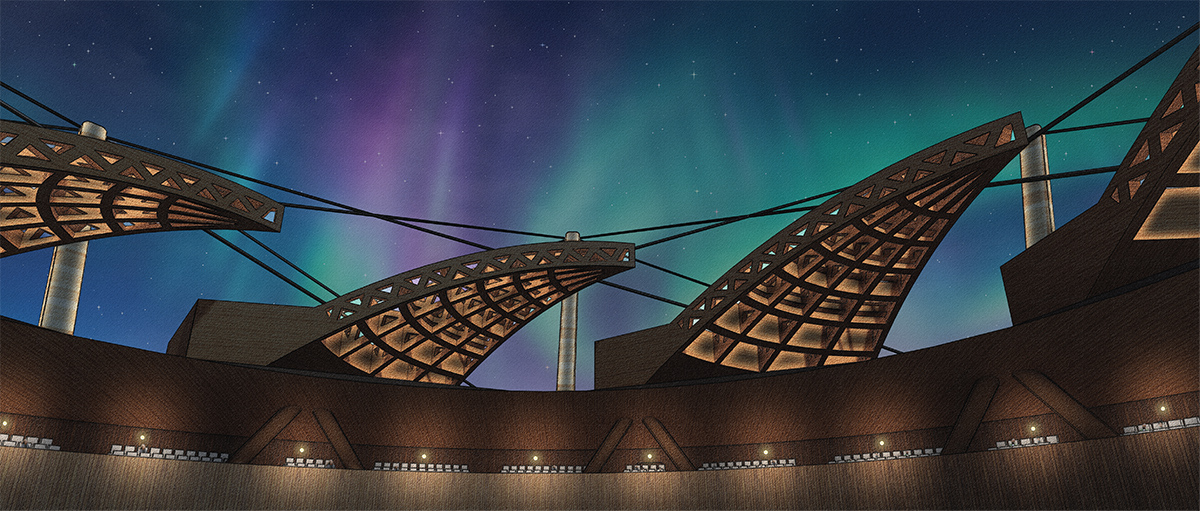 Image of civic assembly hall by student Samuel Dempsey.