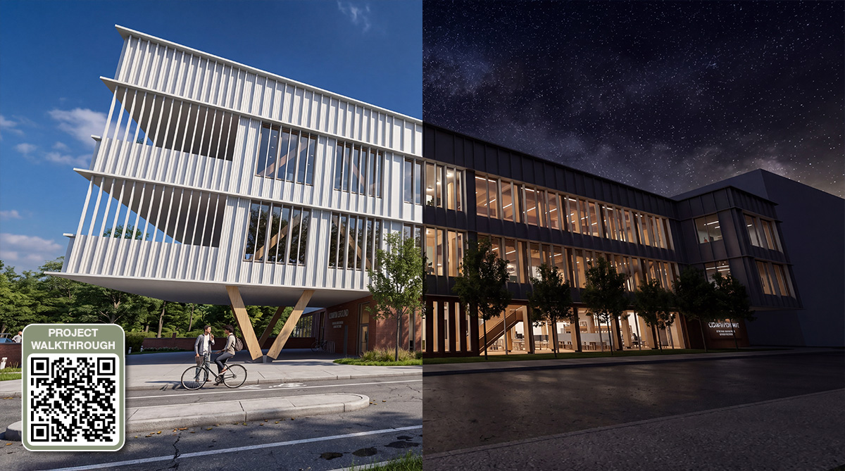Image of a veterans and community-focused post-traumatic stress disorder rehabilitation centre by student Jack Fenwick