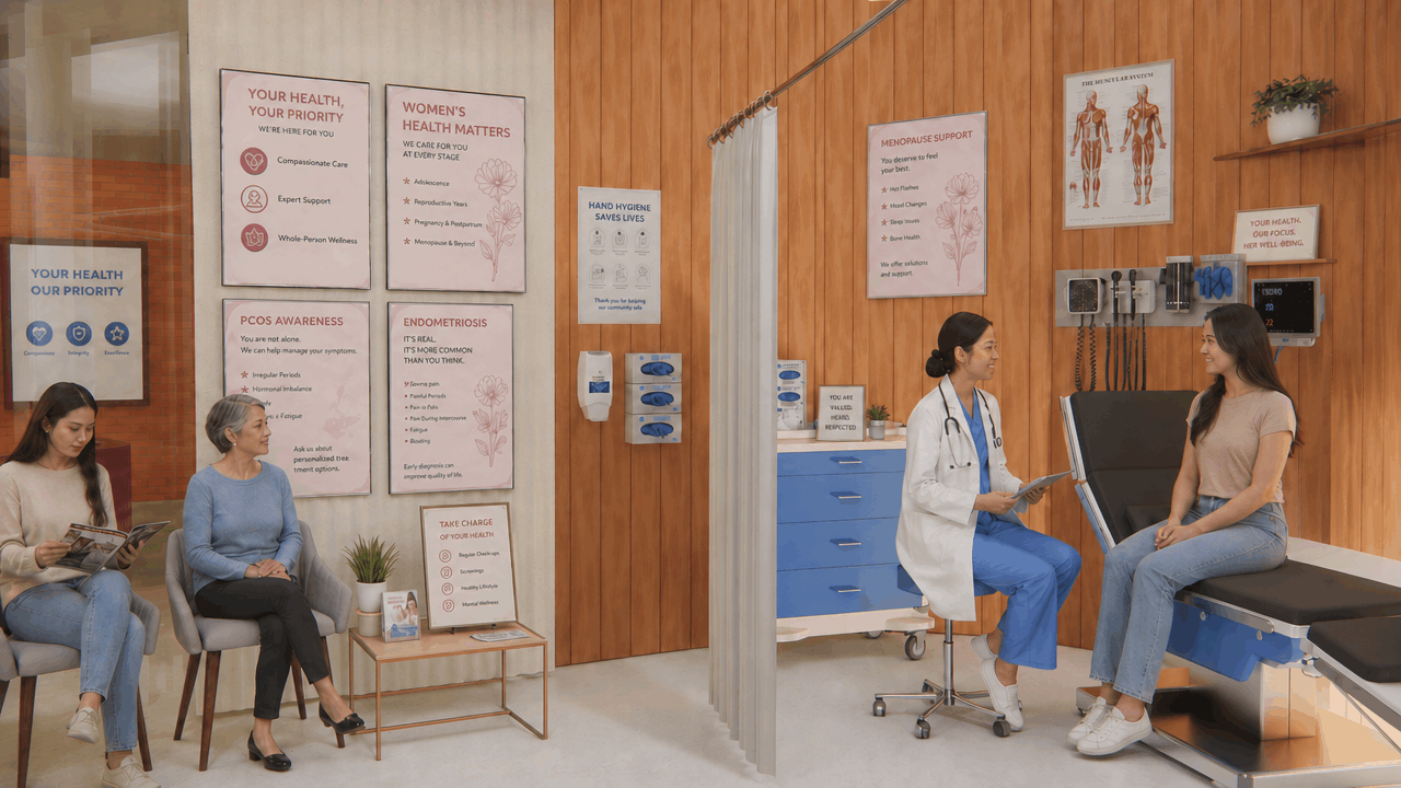 Image of a women’s chronic condition management centre designed by student Abigail Lamb