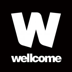 Logo for the Wellcome Trust: A white W on a black background with Wellcome written in white below the W.