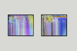 Two photographic lightboxes displaying a corrupted video file.