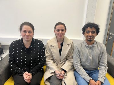 LLB Law students, Rebecca Hilderley, Georgia Allen and Maruf Ahmed