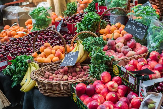 Fruit and vegetable market stall
