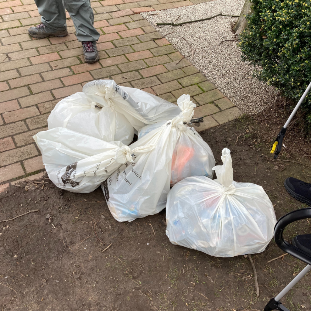 Pile of the collected waste from the litter pick