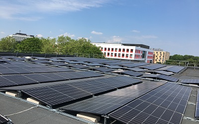 Solar Panels on the roof of a building