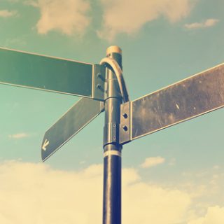 Three way sign post