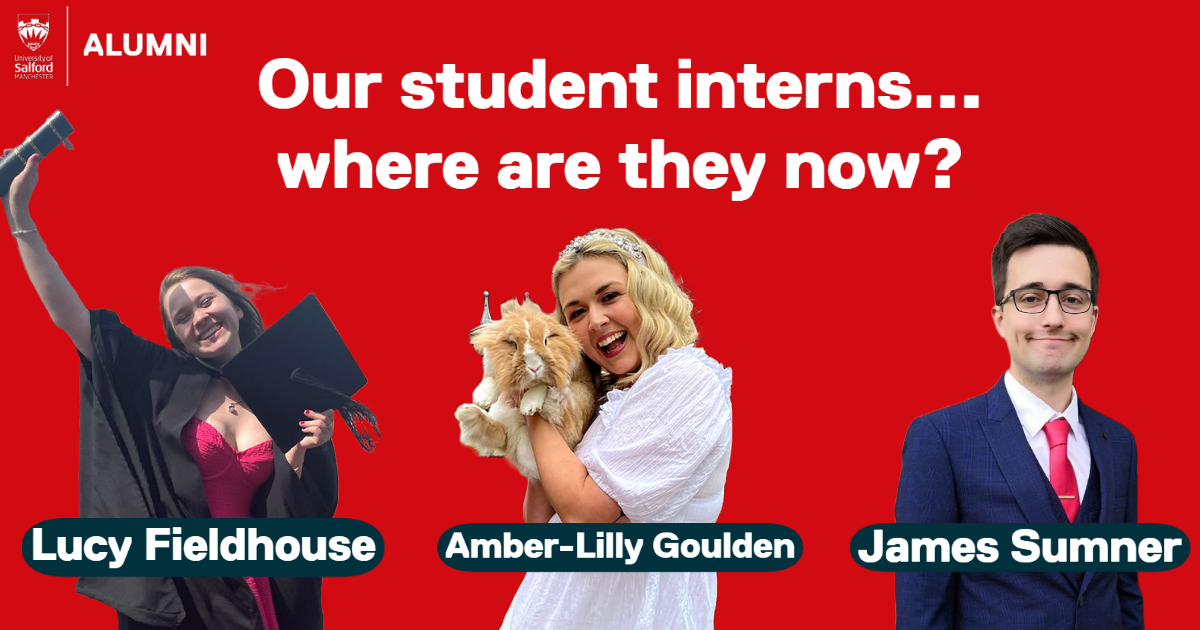 This image shows the three alumni assistants Lucy Fieldhouse, Amber-Lilly Goulden and James Sumner.