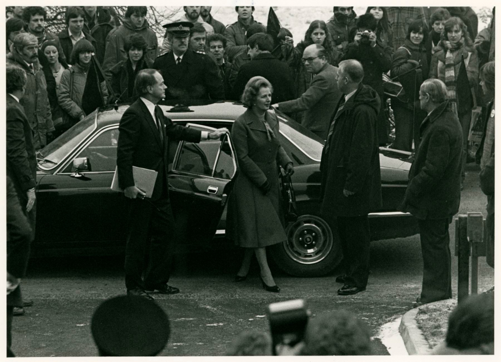 Prime-Minister-Margaret-Thatcher-arriving-to-open-the-Industrial-Centre-1982