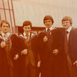 Gary, Nick, Alan and Stan at Graduation in 1979