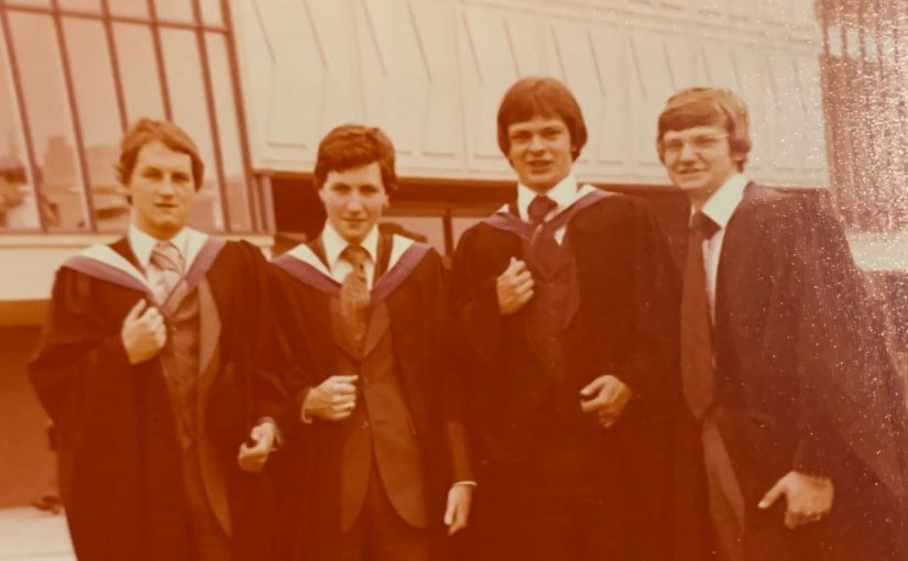 Gary, Nick, Alan and Stan at Graduation in 1979