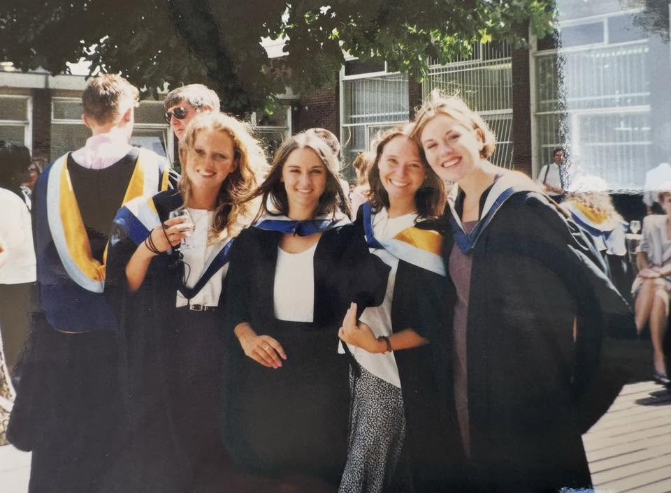 Anna, Melanie, Alison and Janice. They all studied Modern Languages with various other subjects, graduating in 1995.  