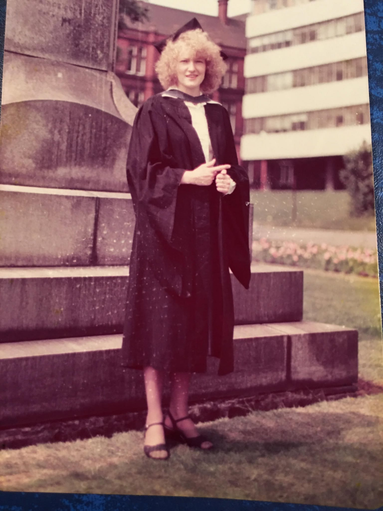 Jackie in 1978, graduating in Biology