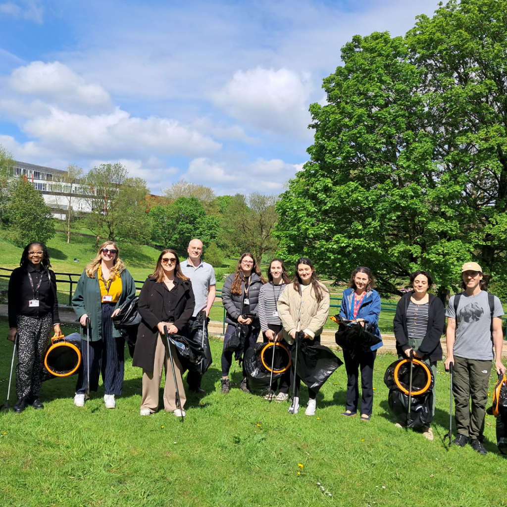 Group of volunteers on a litter pick.