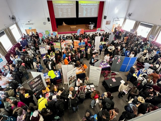 Students attending a Careers Fair.