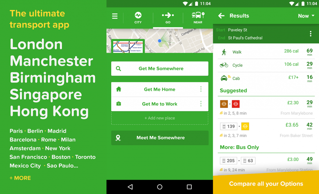 Screenshot of the City Mapper travel app.