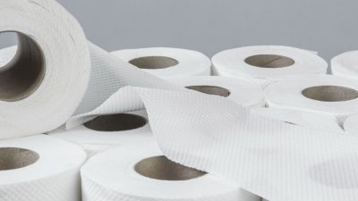 Multiple toilet rolls stacked up