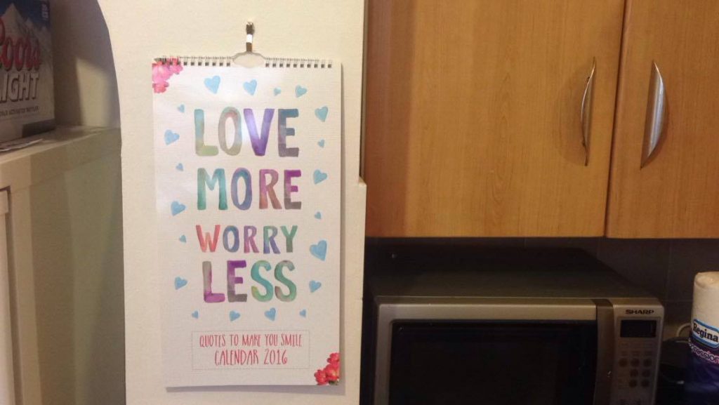 A calendar on a wall