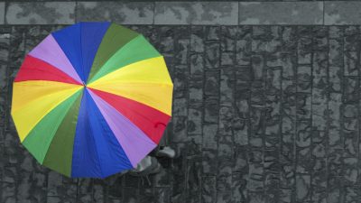 Multi-coloured umbrella
