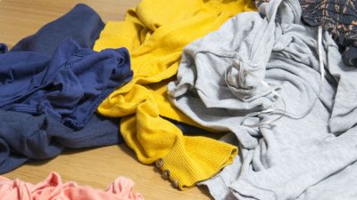 Pile of clothes on the floor