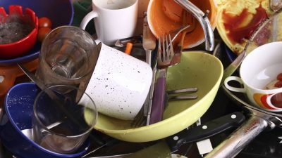Image of dirty dishes in the sink