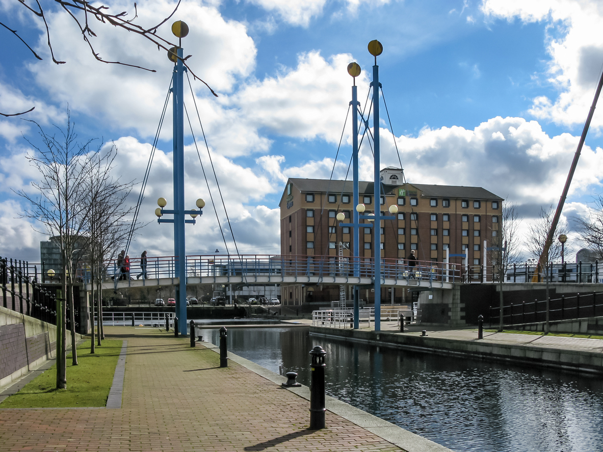 Salford quays bridge at Marinars canal.