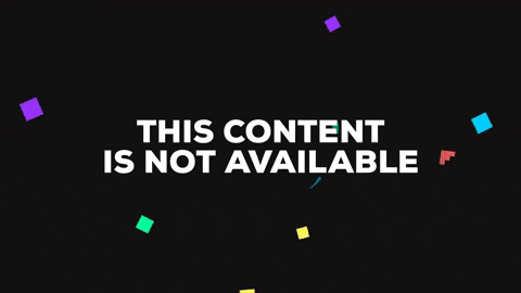 Words 'this content is not available' with flying colour squares going around