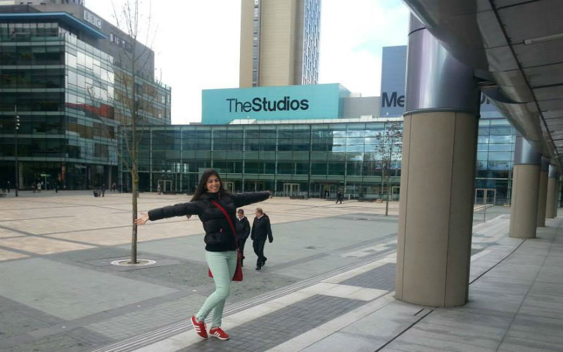 Journalism student Anna in MediaCityUK campus