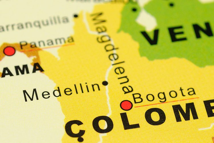 Image: Map showing Colombia