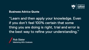 image: quote of masters MSc graduate rob slater