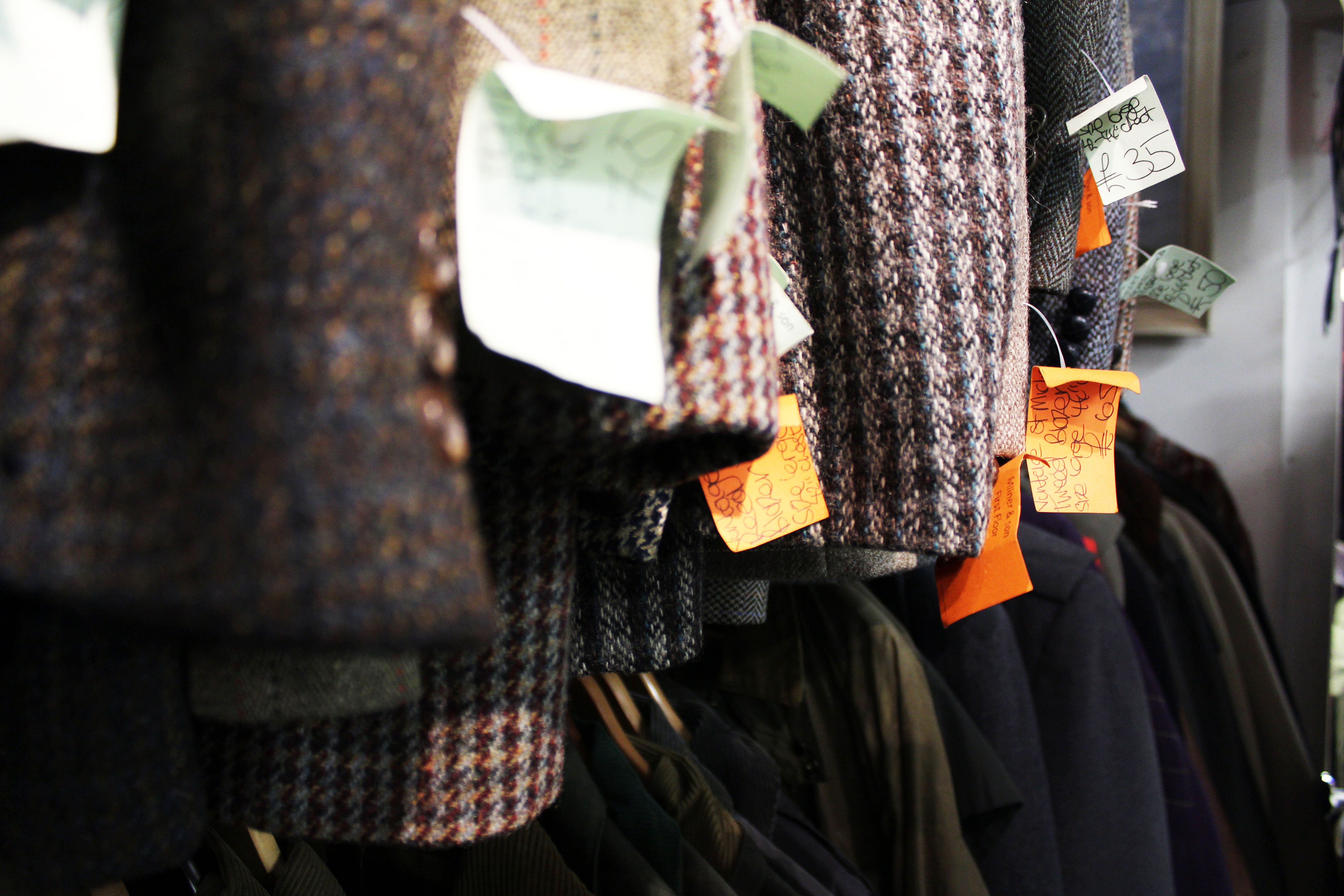 Image: Coats with price tags close up