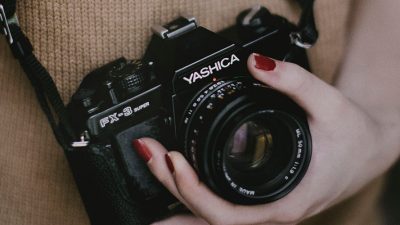 Image: Film camera in womans hand