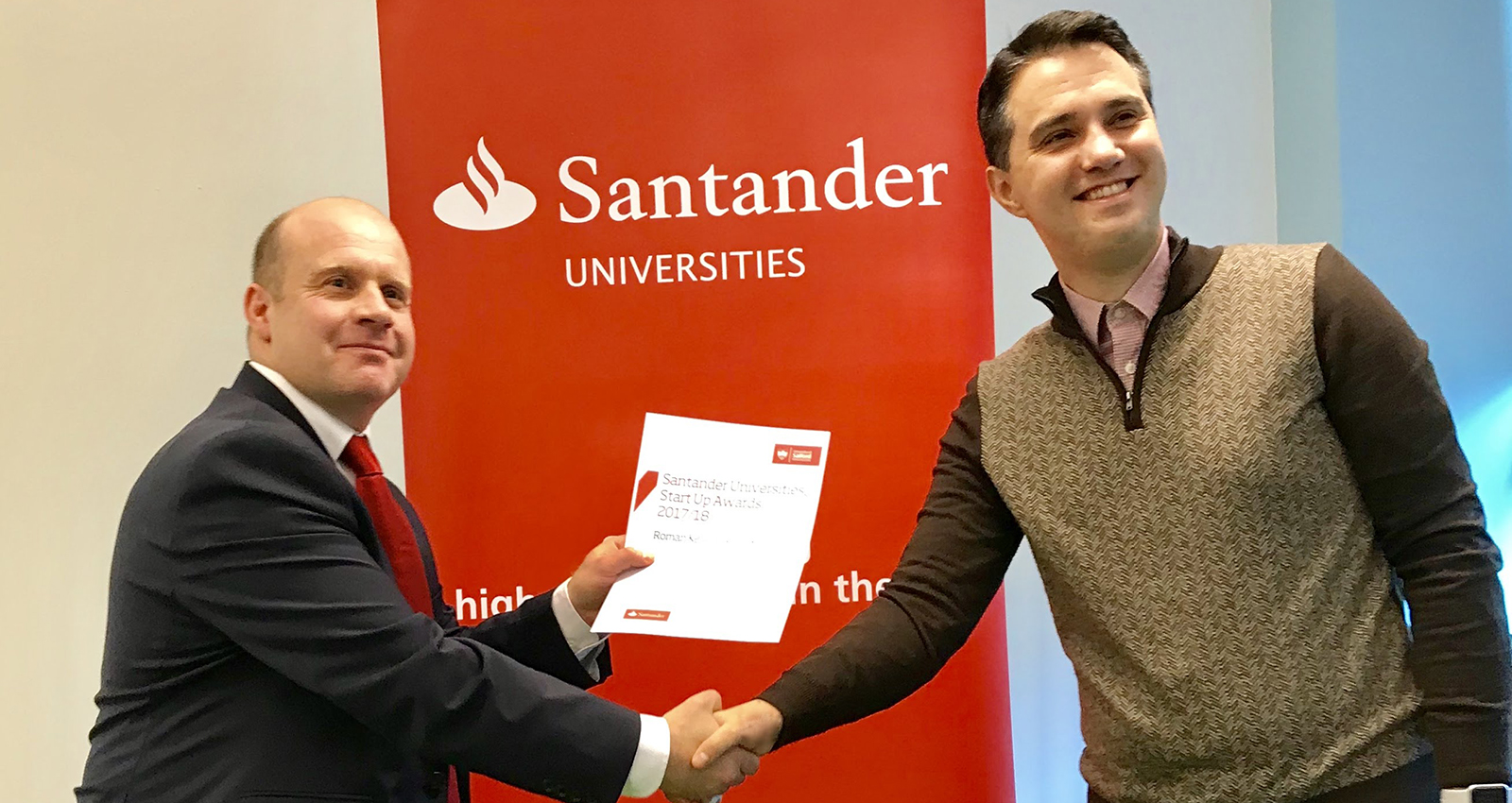 Image: Henry Receiving Santander start-up award 