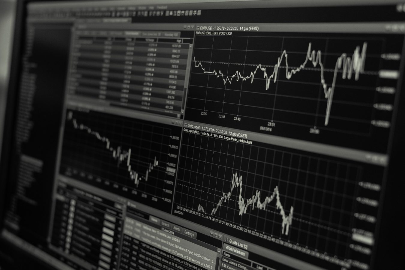 Financial data on a screen