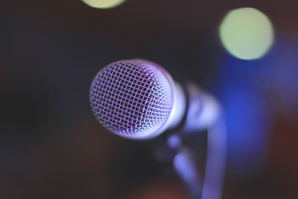 A photo of a microphone up close