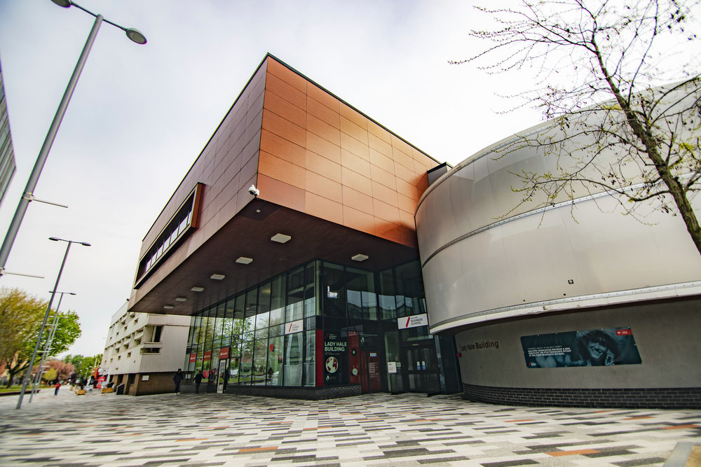 A campus shot of the Lady Hale building