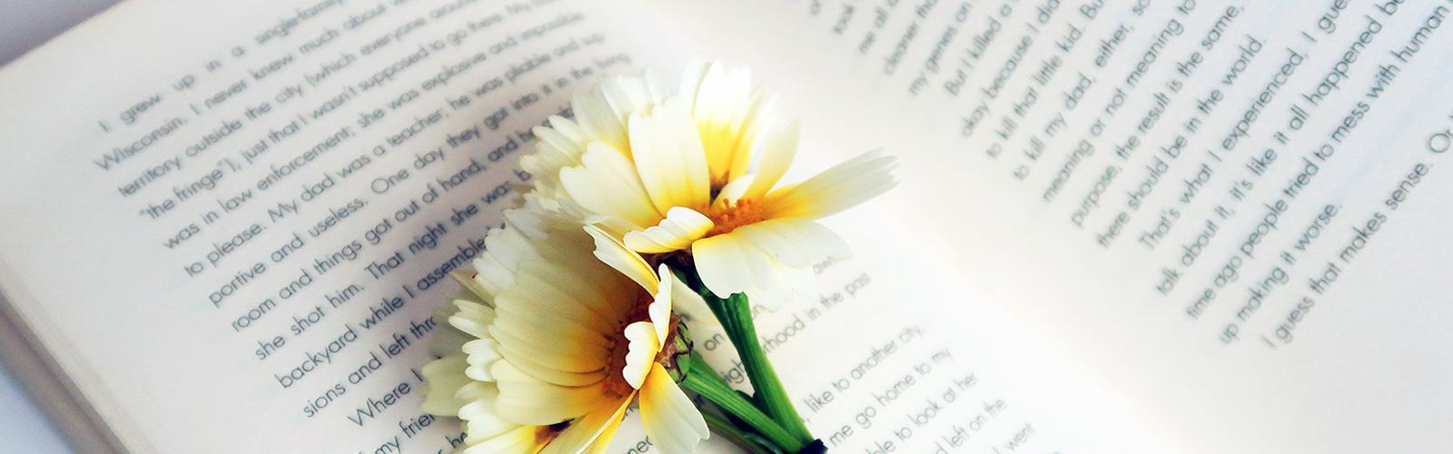 flowers laid on top of an open book