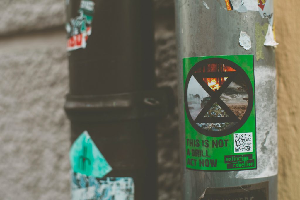 Extinction Rebellion sticker on a lampost