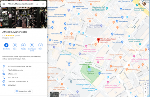 Screengrab of the location of the Affleck's shop in the google map