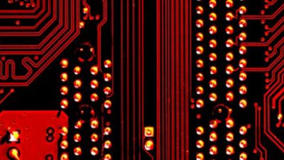 Photo of the PCB route design in close