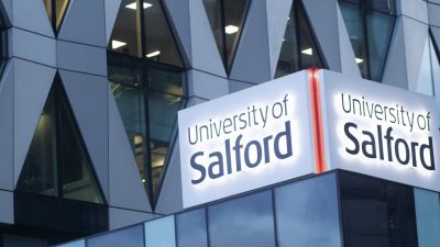 Photo of University of Salford Sign in Mediacity Campus