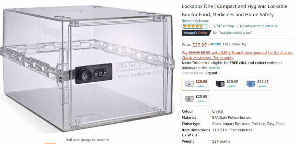  Lockabox One™, Compact and Hygienic Lockable Storage Box for  Food, Medicines, Tech and Home Safety