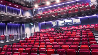 A photo of the inside of the University of Salford's Theatre.