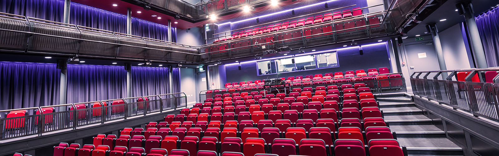 A photo of the inside of the University of Salford's Theatre.