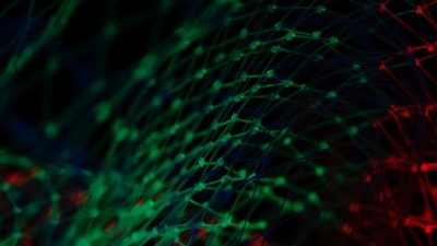 Photo of net with green and leg light